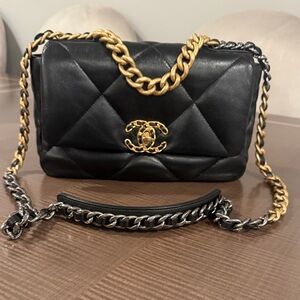 Chanel Black Quilted Bag with Gold and Silver Chain